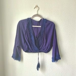 Cropped Bohemian Deep-V Blouse
